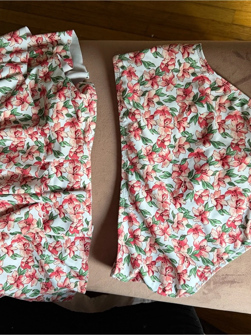 Janie and Jack Pink Floral Ruffle Bandeau Bikini Set